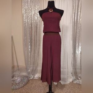 💕2 for $20: Chocolate Brown Cotton Halter Jumpsuit